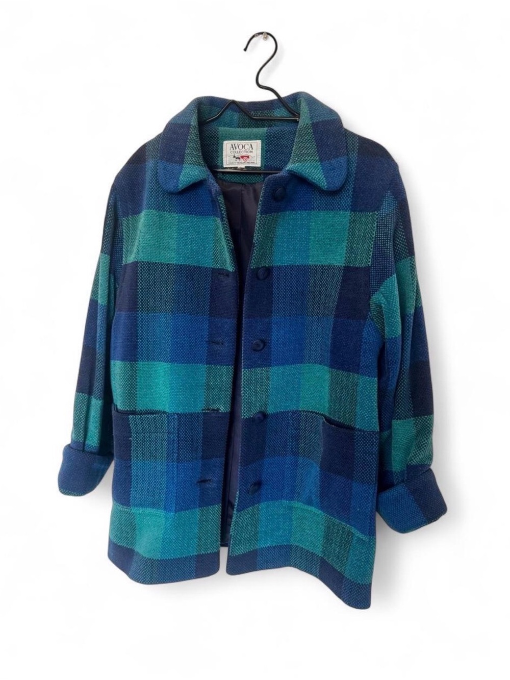 AVOCA Shacket Plaid Blue & Teal Cotton size M